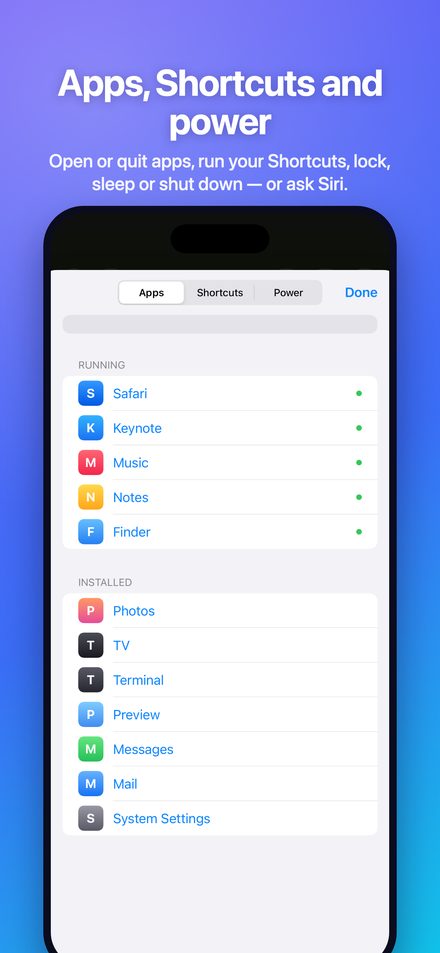 RPad Mac control panel with apps and shortcuts